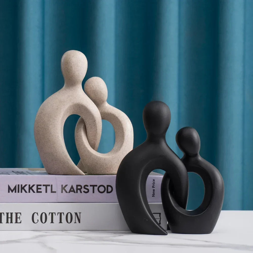 Abstract Couple Sculpture Modern Minimalist Love Figurine