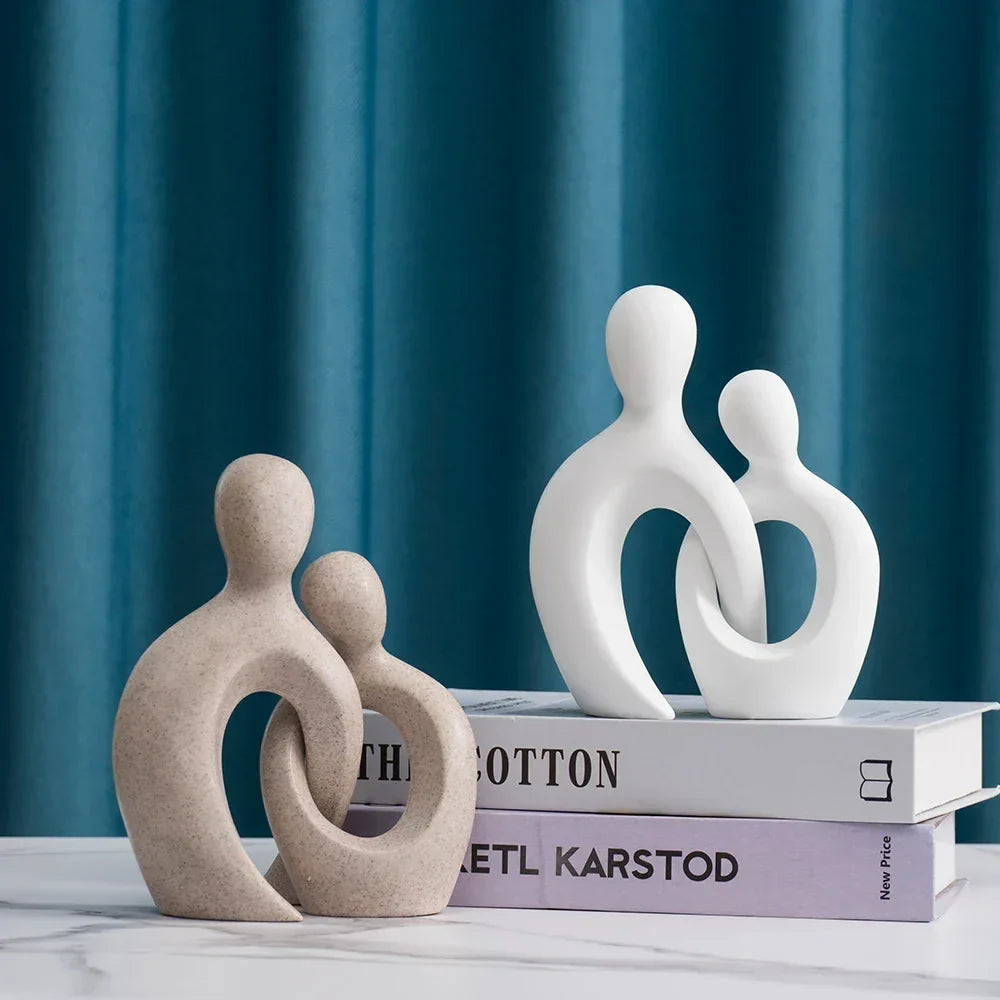 Abstract Couple Sculpture Modern Minimalist Love Figurine