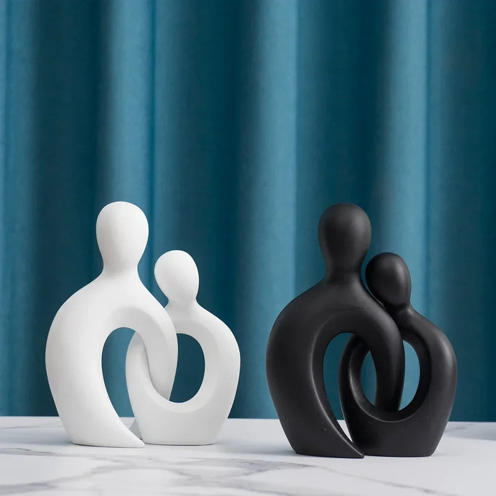 Abstract Couple Sculpture Modern Minimalist Love Figurine