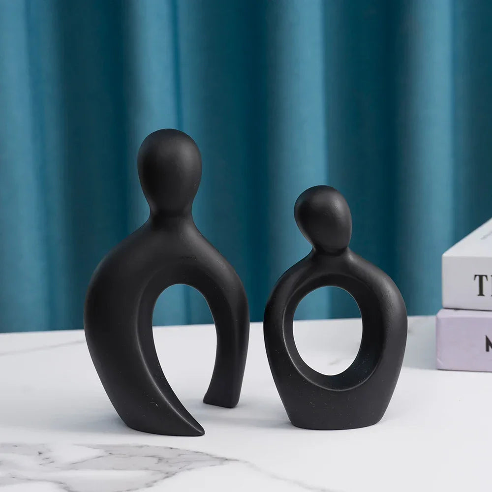 Abstract Couple Sculpture Modern Minimalist Love Figurine