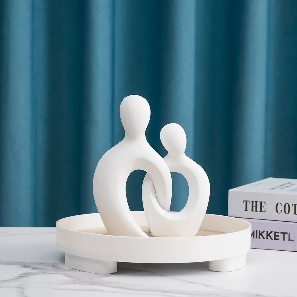 Abstract Couple Sculpture Modern Minimalist Love Figurine
