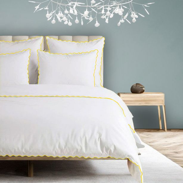 400TC Cotton Sateen Small Scallop Embroidery Duvet Cover Set