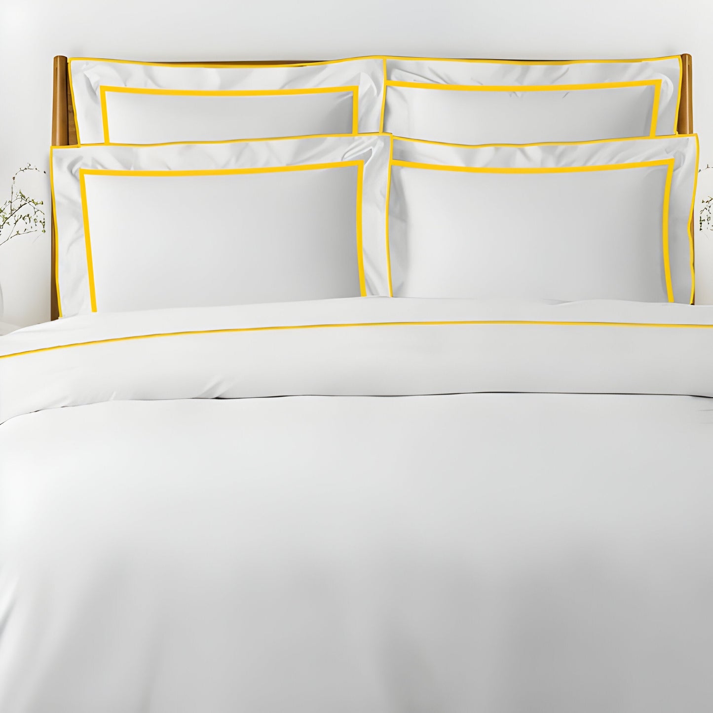 400TC Embroidery & Border Cotton Sateen Solid Duvet Cover Set