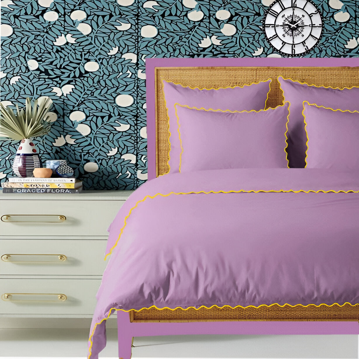 Lilac 400TC Cotton Small Scallop Embroidery Duvet Cover Set