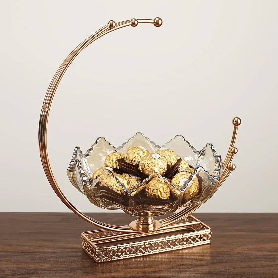 Gold Metal Decor Bowl - Lotus Centerpiece