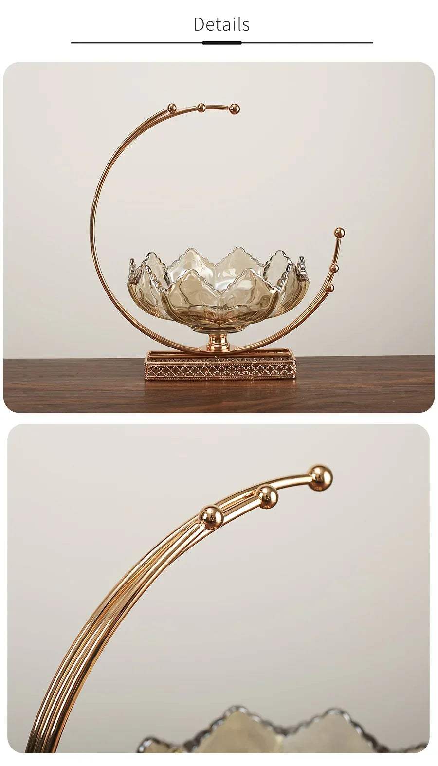 Gold Metal Decor Bowl - Lotus Centerpiece