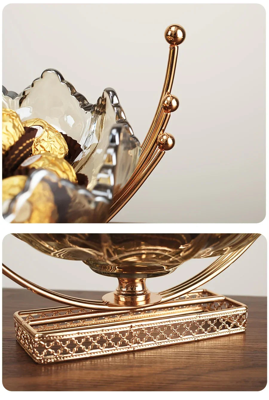Gold Metal Decor Bowl - Lotus Centerpiece
