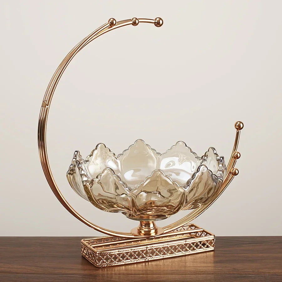 Gold Metal Decor Bowl - Lotus Centerpiece