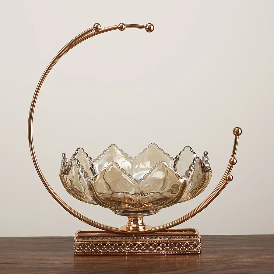 Gold Metal Decor Bowl - Lotus Centerpiece