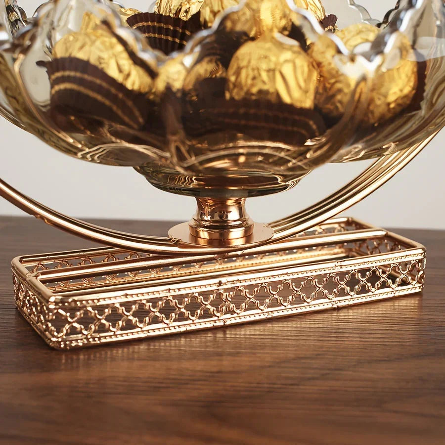 Gold Metal Decor Bowl - Lotus Centerpiece
