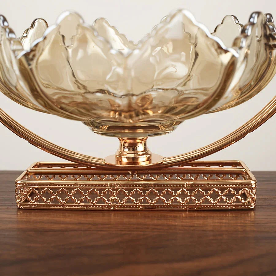 Gold Metal Decor Bowl - Lotus Centerpiece