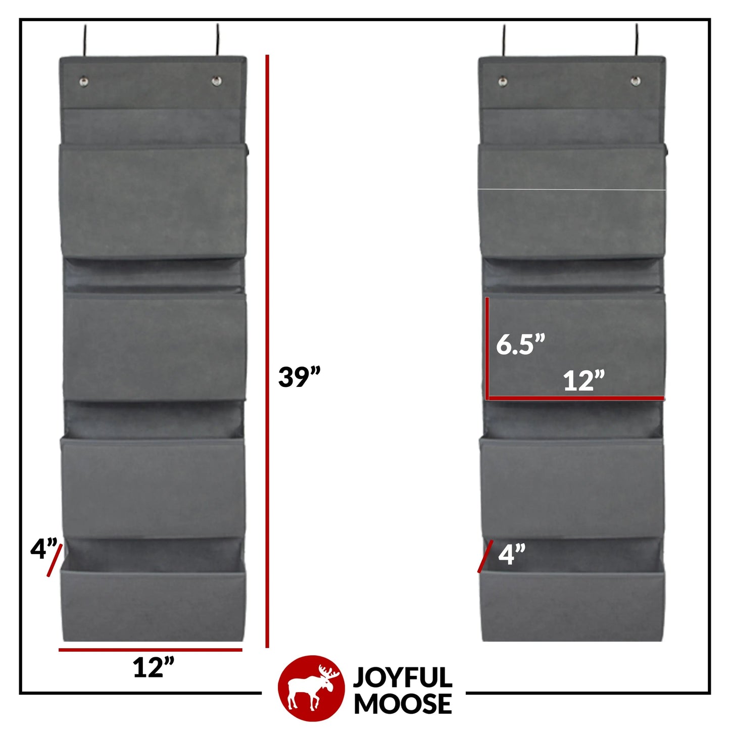Over the Door Hanging Organizer Closet Storage Bins Grey