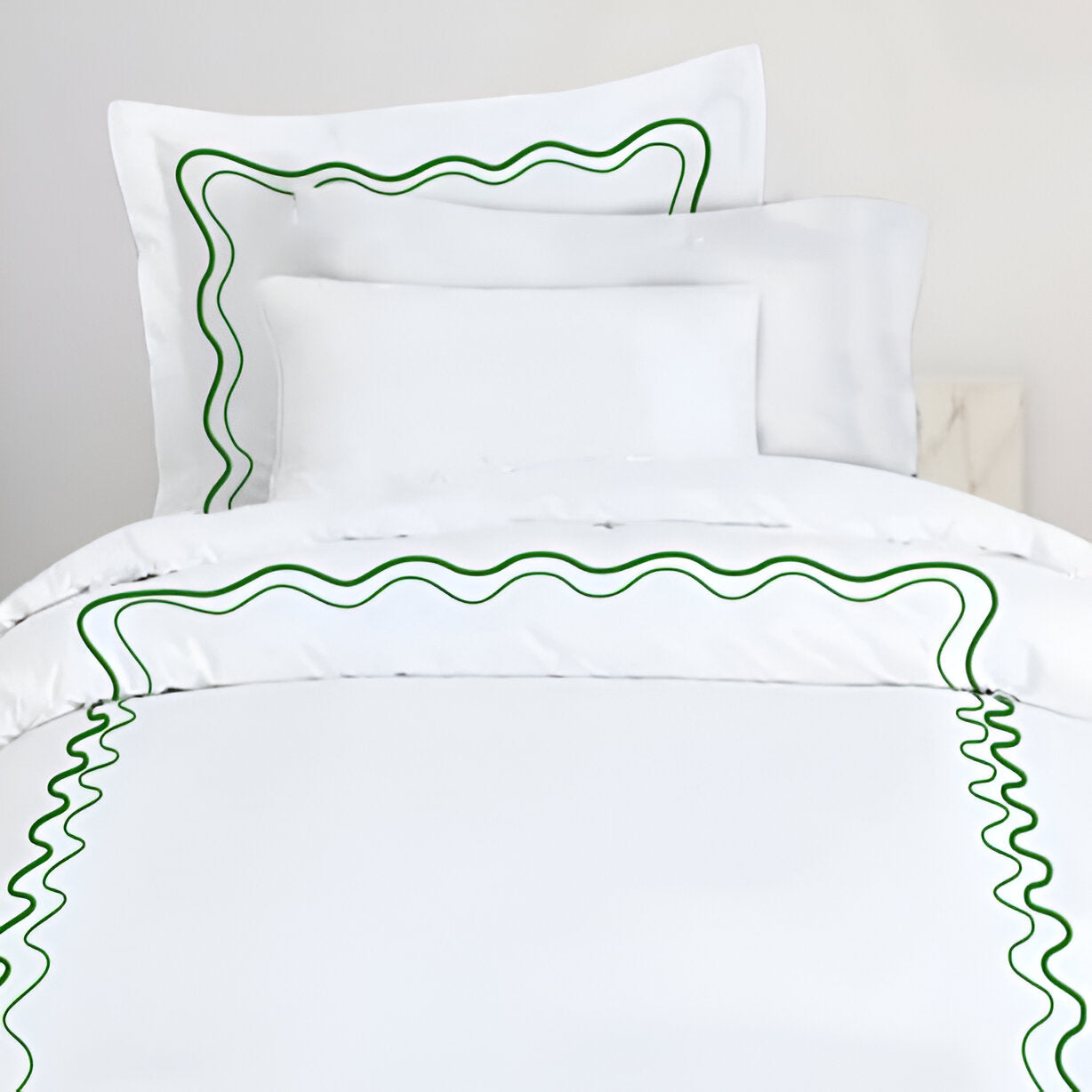 Double Wavy Embroidered Cotton Duvet Cover Set