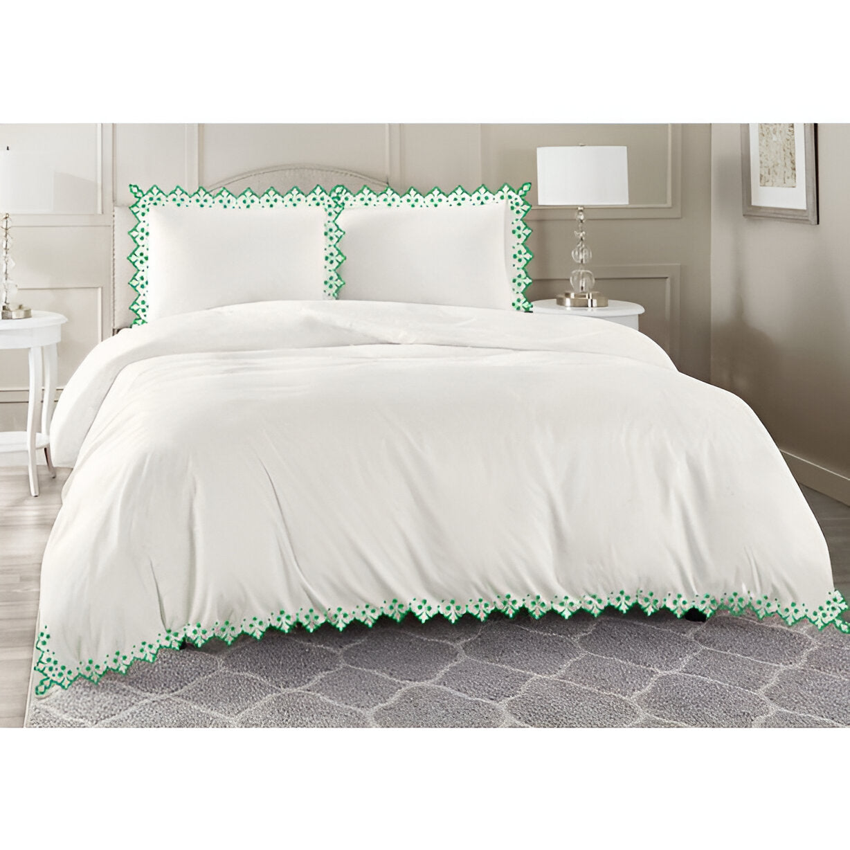 Elegant Flower Embroidered Duvet Cover Set
