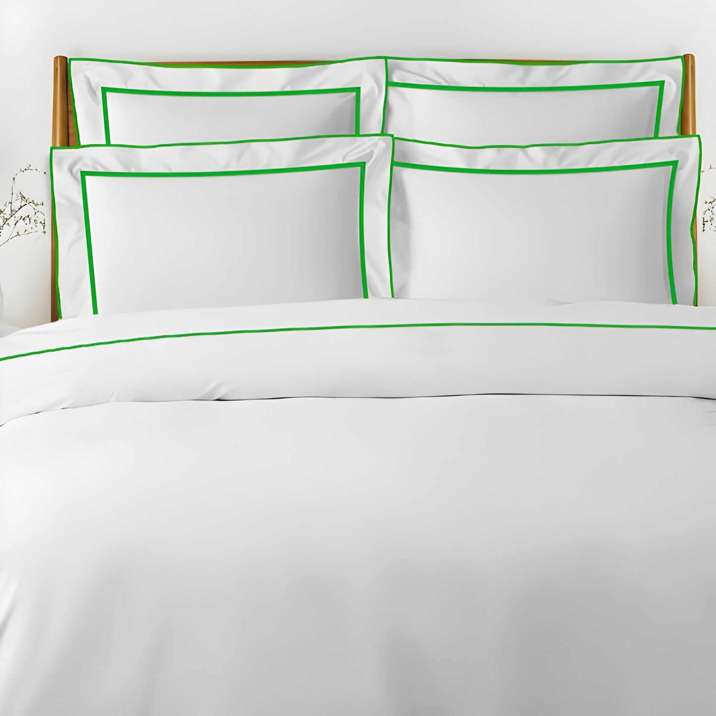 400TC Embroidery & Border Cotton Sateen Solid Duvet Cover Set