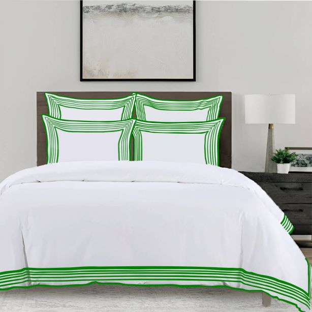 Smart Border 400TC Cotton Embroidery Sateen Solid Duvet Cover Set