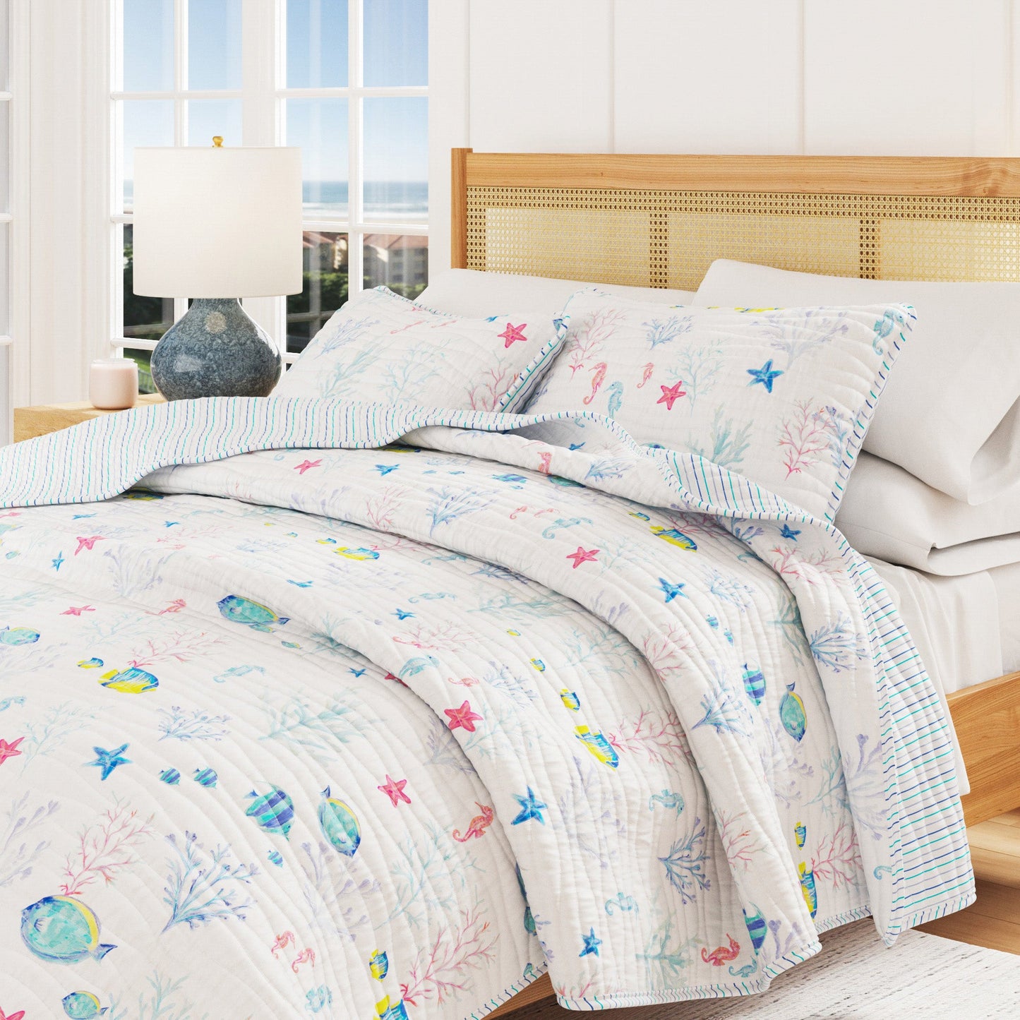 Colorful Coastal Seascape Quilt Set - Ryanne Collection