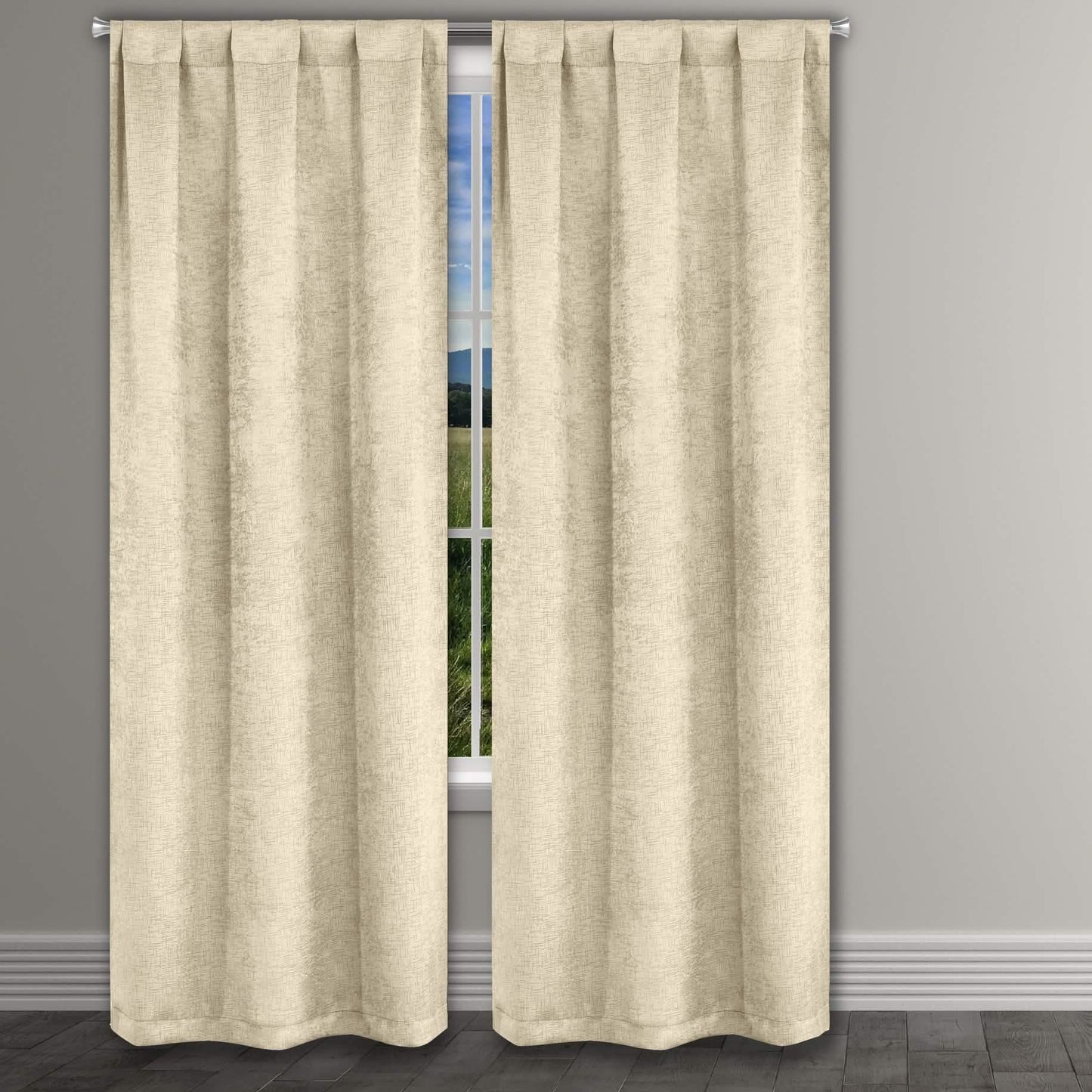 Heavy Suede Embossed Textured Blackout Thermal Window Curtain Pair Panel