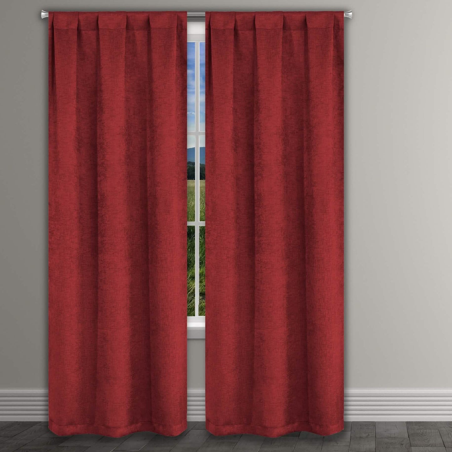 Heavy Suede Embossed Textured Blackout Thermal Window Curtain Pair Panel