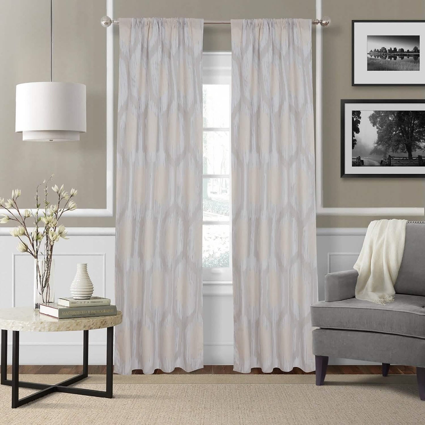 2-Piece Set: Hexagon Strié Window Curtain Panel Pair