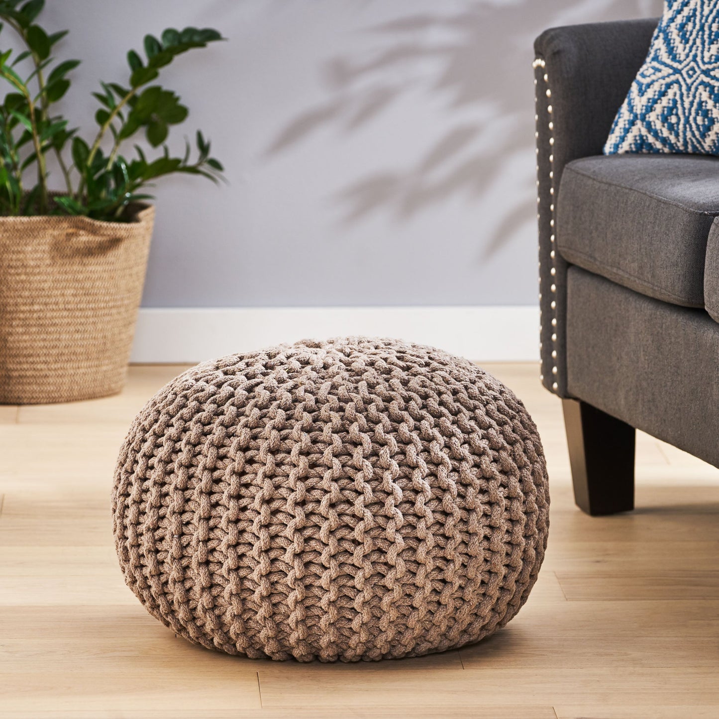 Moro Knitted Cotton 20 x 20 Round Pouf