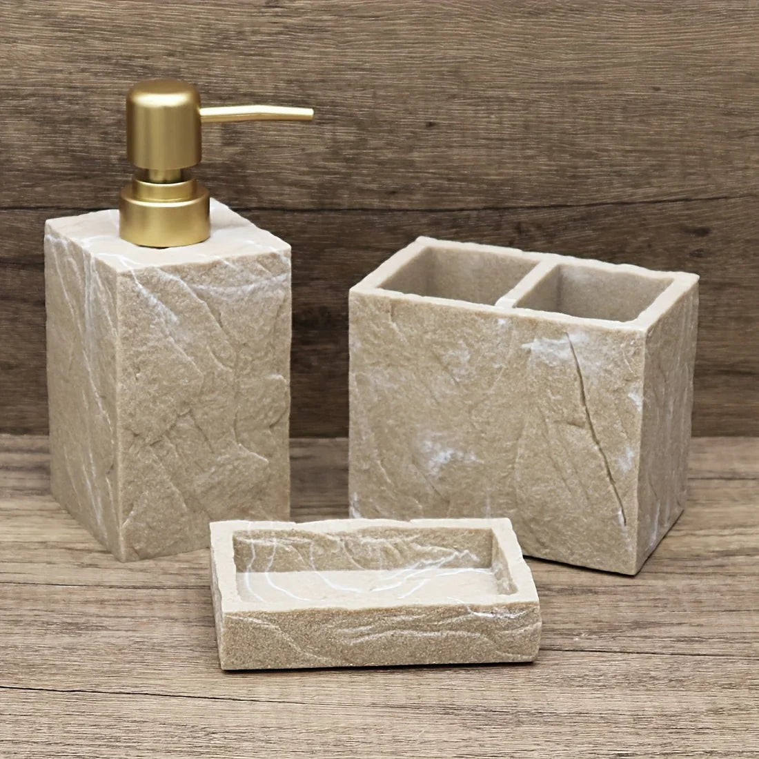 High-End Resin Bathroom Set with Empty Bottles for Hand Soap, Shampoo, and Various Lotions - Includes Toothbrush Holder, Mouthwash Cup, Soap Dish - Practical and Stylish Design, a Great Bathroom Kit, Bathroom Storage Cabinet,