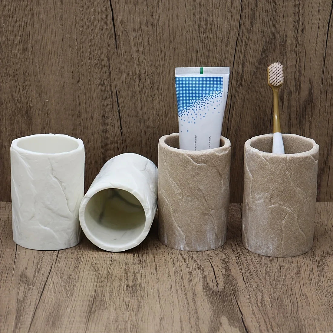 High-End Resin Bathroom Set with Empty Bottles for Hand Soap, Shampoo, and Various Lotions - Includes Toothbrush Holder, Mouthwash Cup, Soap Dish - Practical and Stylish Design, a Great Bathroom Kit, Bathroom Storage Cabinet,