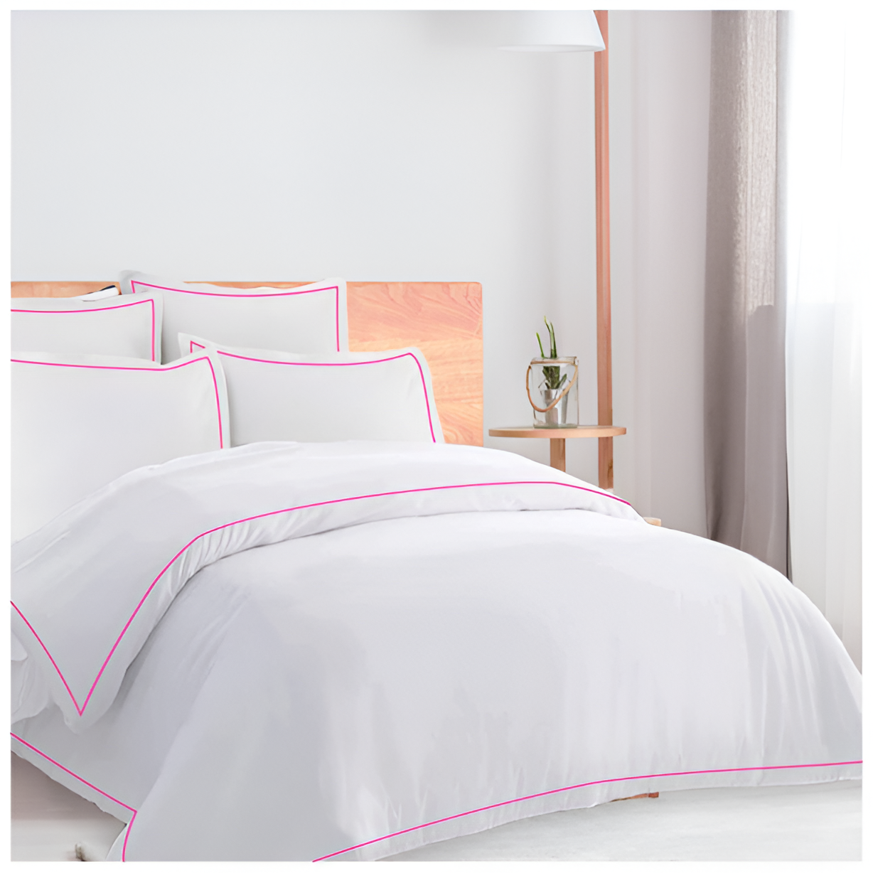 400TC Cotton Single Edge Embroidery Sateen Solid Duvet Cover Set