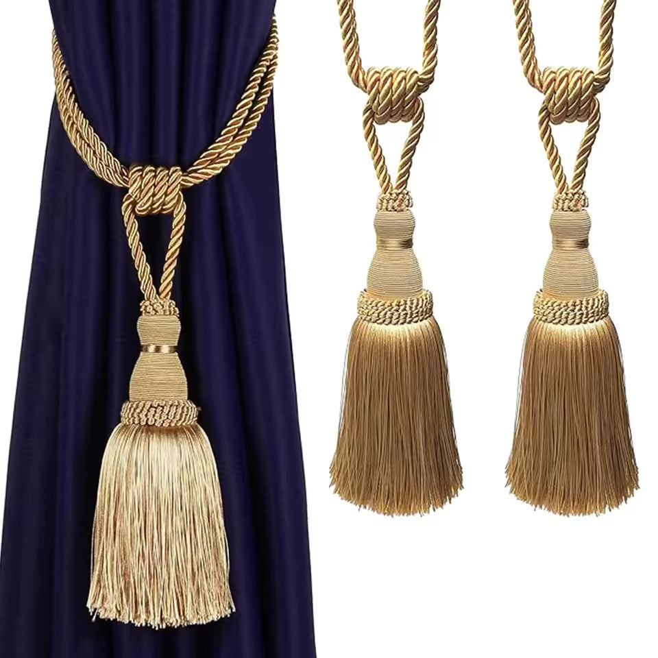 Tassels Curtain Tieback Gold Hanging Ball Braid Rope Holdback Window Drape Room Accessories Curtains Holder Buckle Strap European Style High-Grade Curtains Tieback Rope Tassel Holdbacks