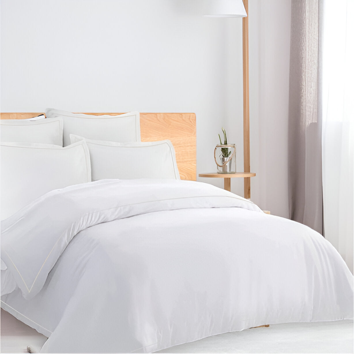 400TC Cotton Single Edge Embroidery Sateen Solid Duvet Cover Set