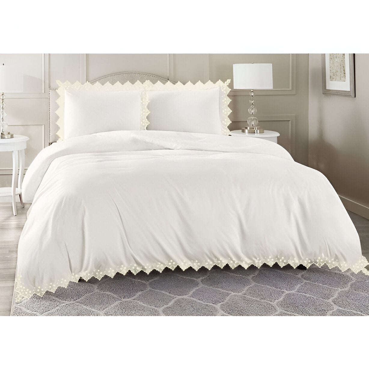 Elegant Flower Embroidered Duvet Cover Set