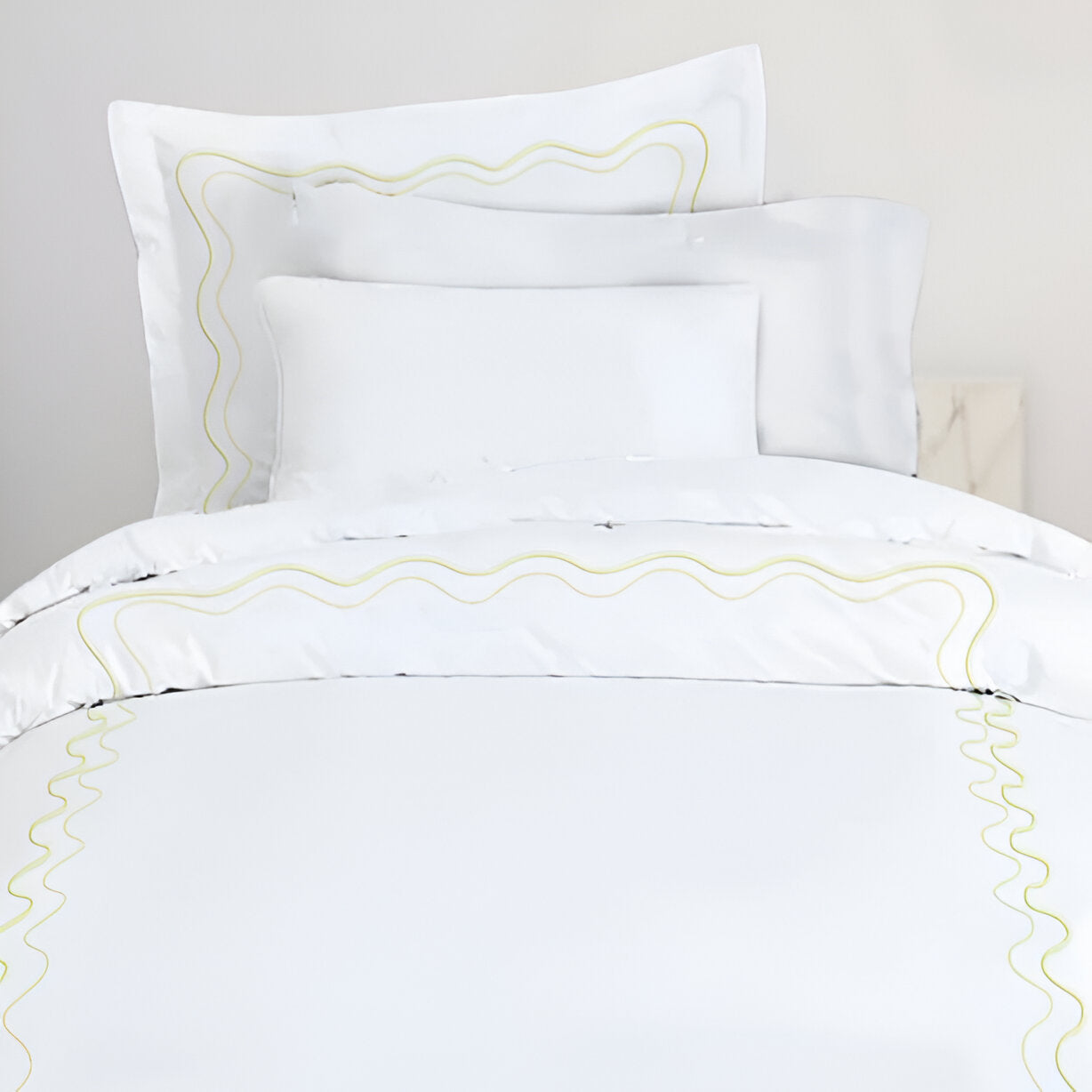 Double Wavy Embroidered Cotton Duvet Cover Set
