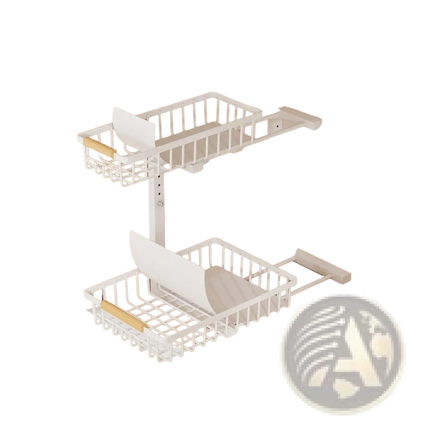 L-shaped Under Sink Organizer Adjustable Height White Metal