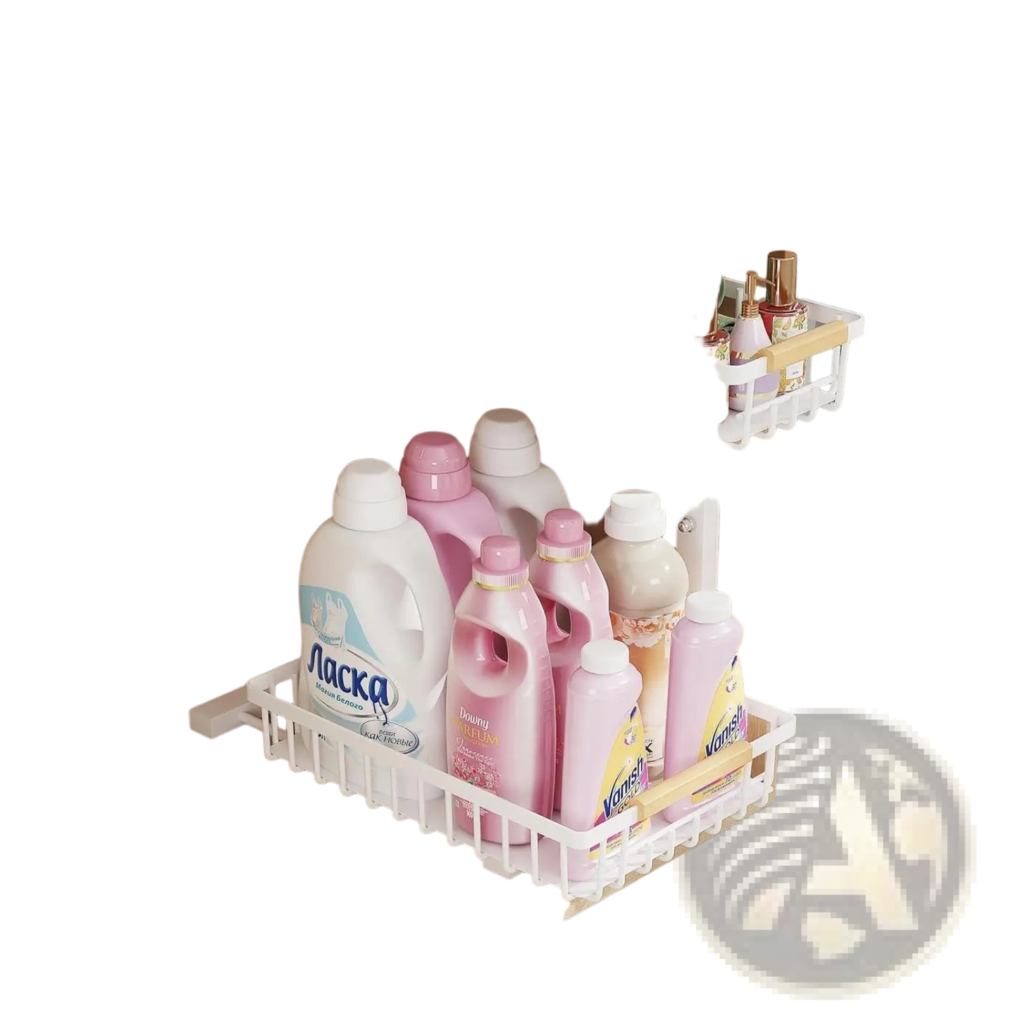 L-shaped Under Sink Organizer Adjustable Height White Metal