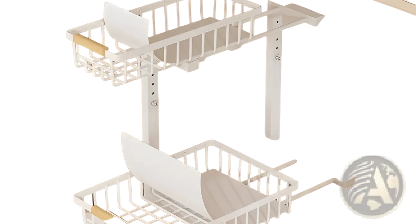 L-shaped Under Sink Organizer Adjustable Height White Metal