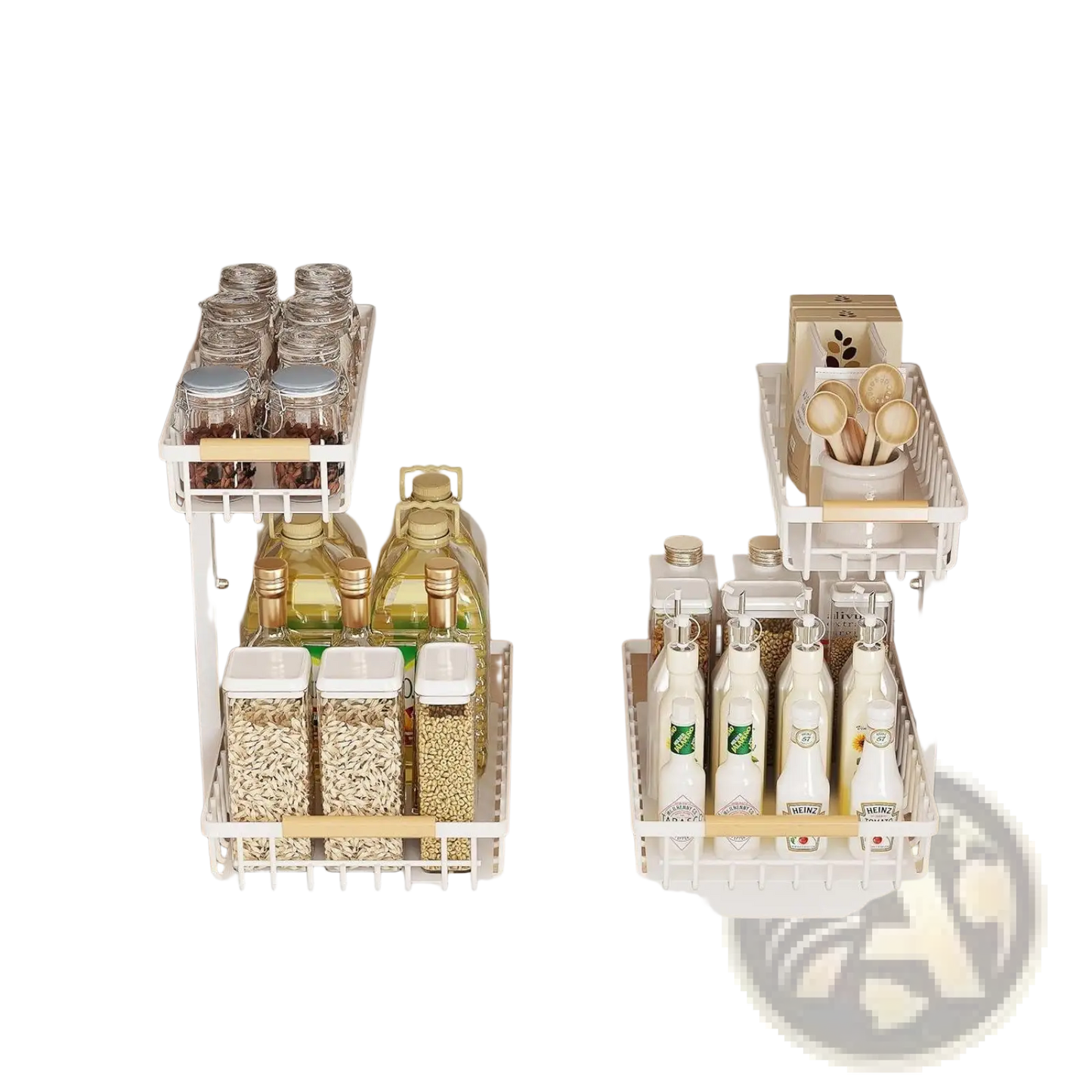 L-shaped Under Sink Organizer Adjustable Height White Metal