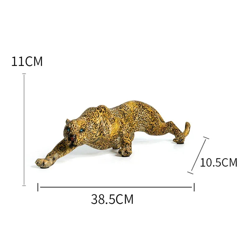 Luxury Leopard Animal Figurine Sculpture for Modern Home & Office Decor
