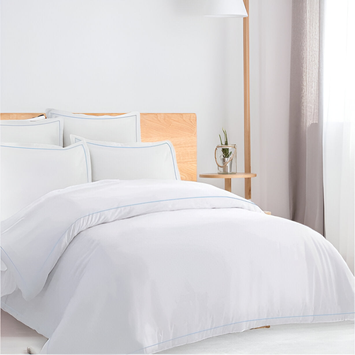 400TC Cotton Single Edge Embroidery Sateen Solid Duvet Cover Set