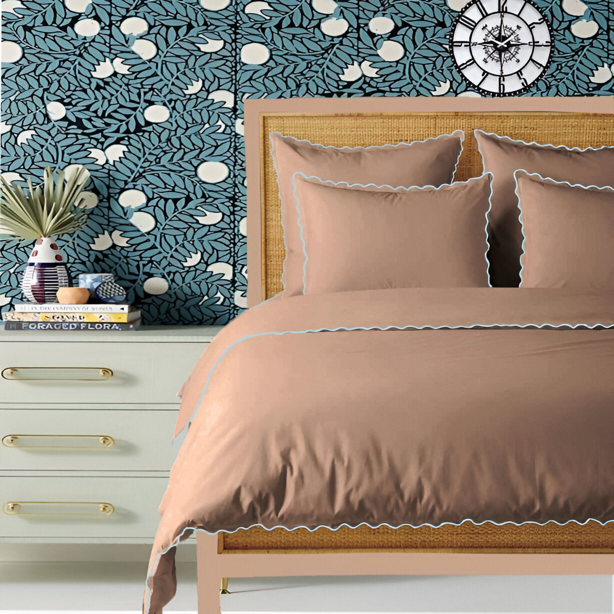 Taupe 400TC Cotton Small Scallop Embroidery Duvet Cover Set
