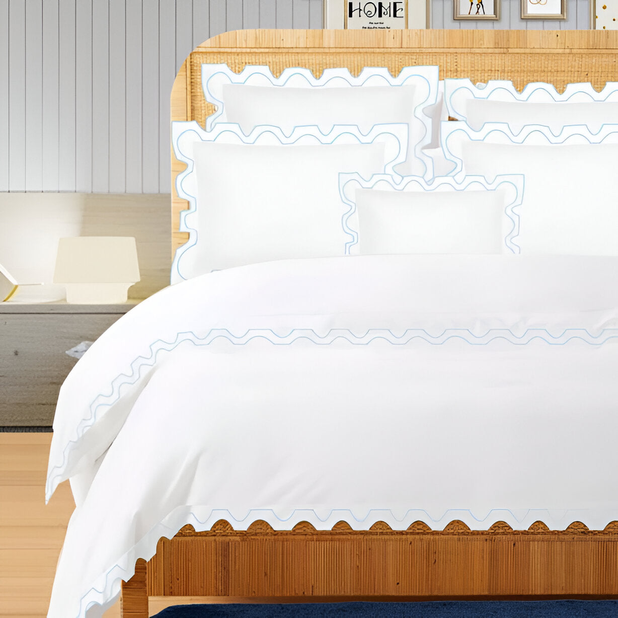 400TC Zig & Zag U Shape Embroidery Cotton Duvet Cover Set