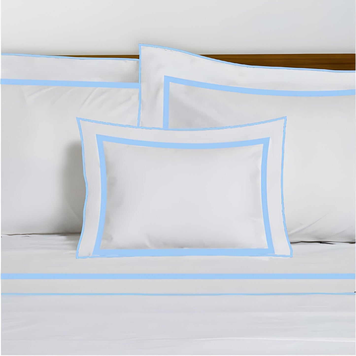 400TC Embroidery & Border Cotton Sateen Solid Duvet Cover Set