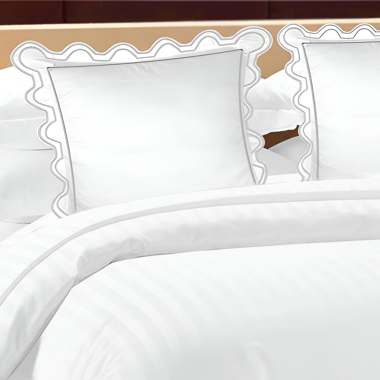 400TC U Shape Scallop Embroidery Cotton Duvet Cover Set