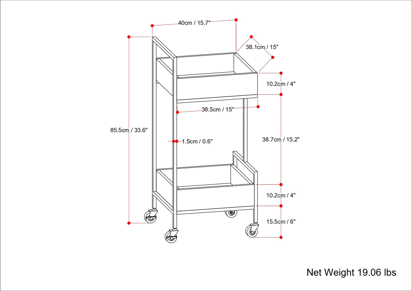 Hobbs - 16" Bar Cart