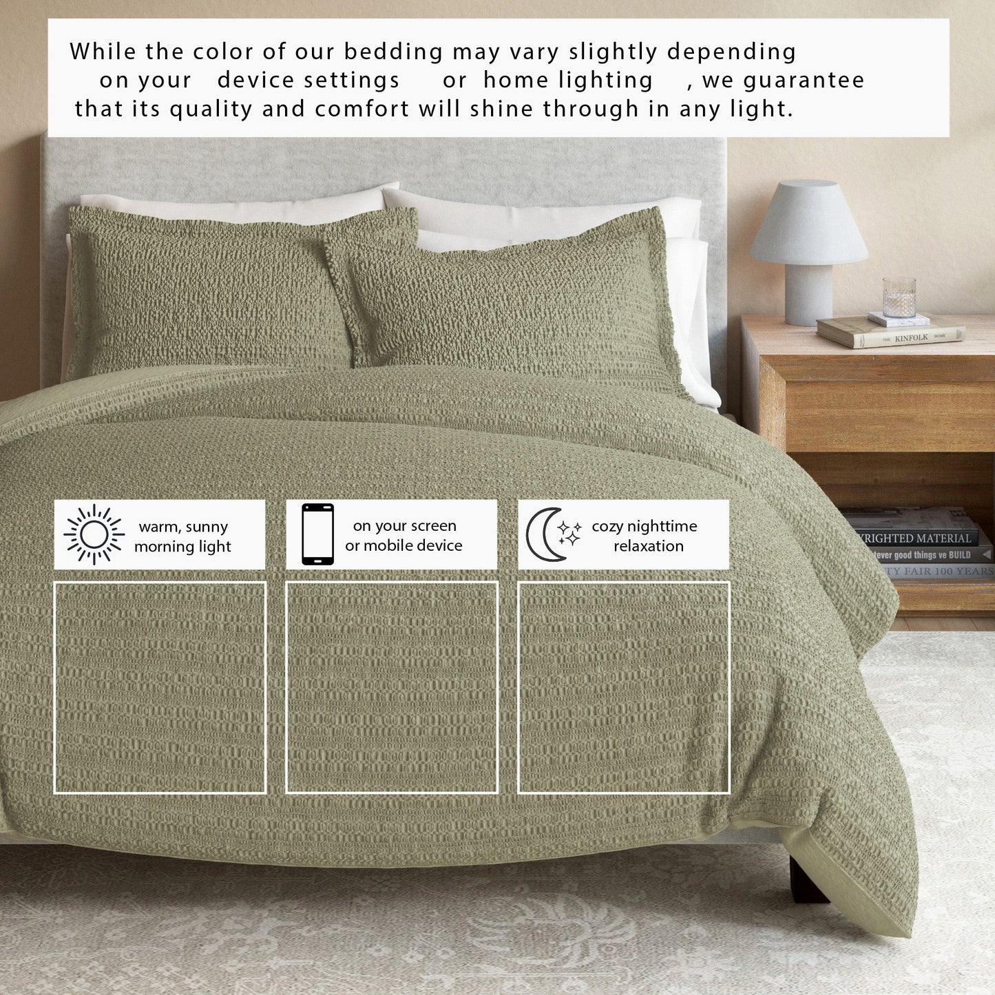 100% Cotton Honeycomb Waffle Duvet Set - Mattea Collection