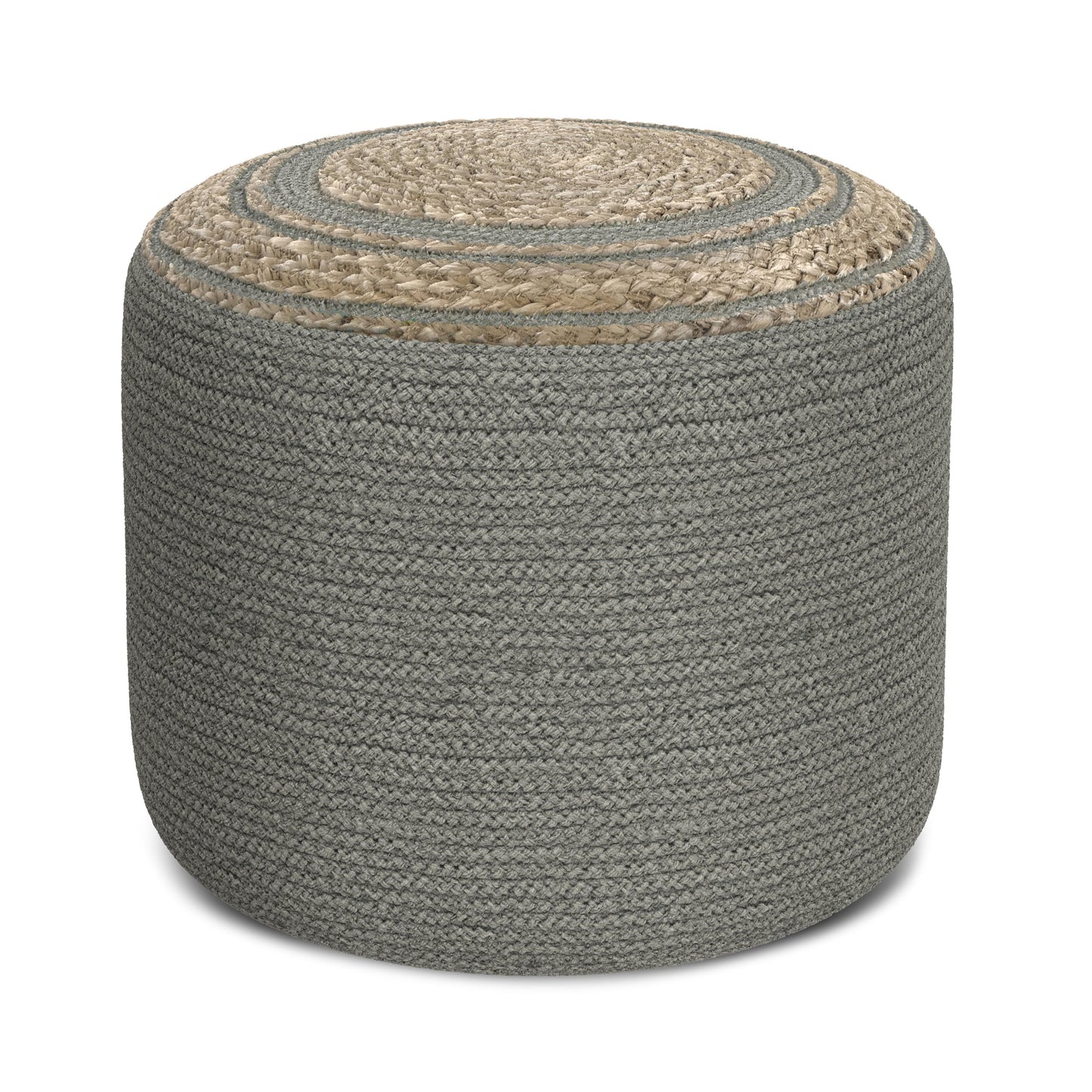 Serena - Round Braided Pouf - Dove
