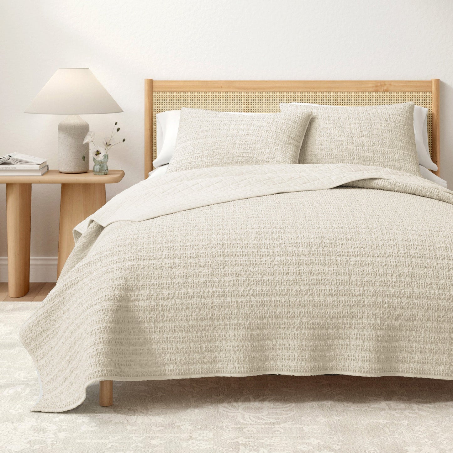 100% Cotton Honeycomb Waffle Garment Washed Quilt Set - Genevieve Collection