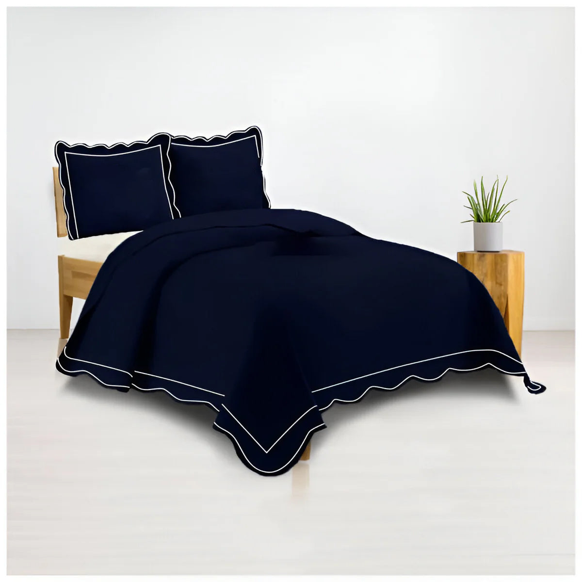 400TC Luxurious Wavy Embroidery & Border Cotton Sateen Duvet Cover Set