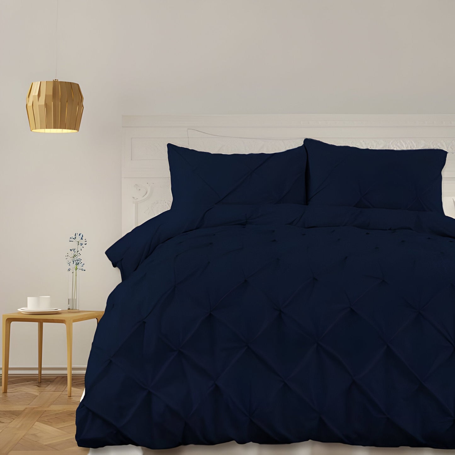 400TC Cotton Pintuck Sateen Solid Duvet Cover Set