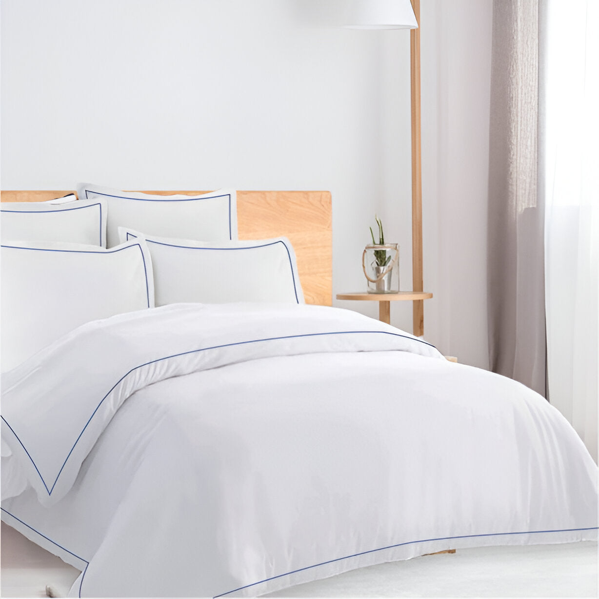 400TC Cotton Single Edge Embroidery Sateen Solid Duvet Cover Set