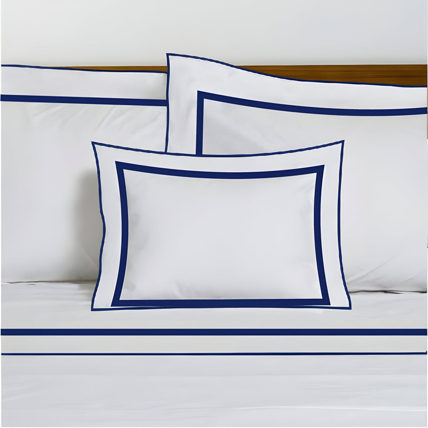 400TC Embroidery & Border Cotton Sateen Solid Duvet Cover Set